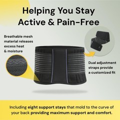 BraceUP Back Brace for Men and Women Lower Large/X-Large (Pack of 1), Black