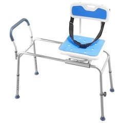 Heavy-Duty Sliding Shower Bench: 400lb, Swivel Seat, 15-Level Height Adjustment