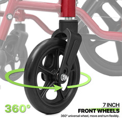 [FDA APPROVED]Foldable Lightweight Transport Wheelchair w/Handbrakes & Footrest