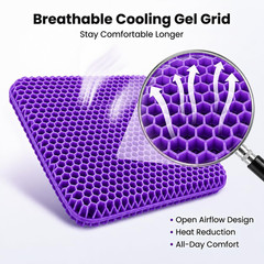 Extra Thick Large Pure Gel Seat Cushion for Long Sitting, Breathable Comfort Cus