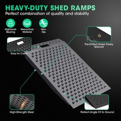 VNN 36″ x 24″ Shed Ramp for Riding Mower 750 LB Anti-Slip Punch Plate Ramp Black