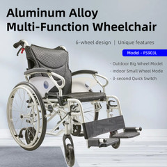 FDA Lightweight 21lb Portable Wheelchair 6-Tire All Terrain for Elderly Disabled