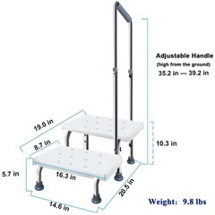 Aliseniors Step Stool with Handle and Non-Skid Platform, Heavy Duty 2 Steps M…