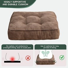 Tufted Corduroy Recliner Seat Cushion for Elderly, High Density 20x20x4 Brown