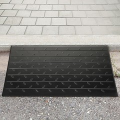 4″ Rise Rubber Threshold Ramp – 3 Channel Cord Cover, Non-Slip, 2200 Lbs Capacit