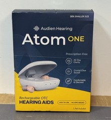 Audien Hearing Atom One OTC Hearing Aids Wireless, Rechargeable, Beige