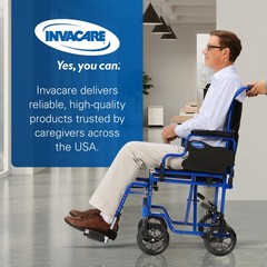 Invacare Transport Wheelchair w/19″ Seat, Removable Arms, Steel Frame – Blue