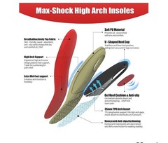 Orthopedic Insoles for Plantar Fasciitis, High Arch Support, Men & Women