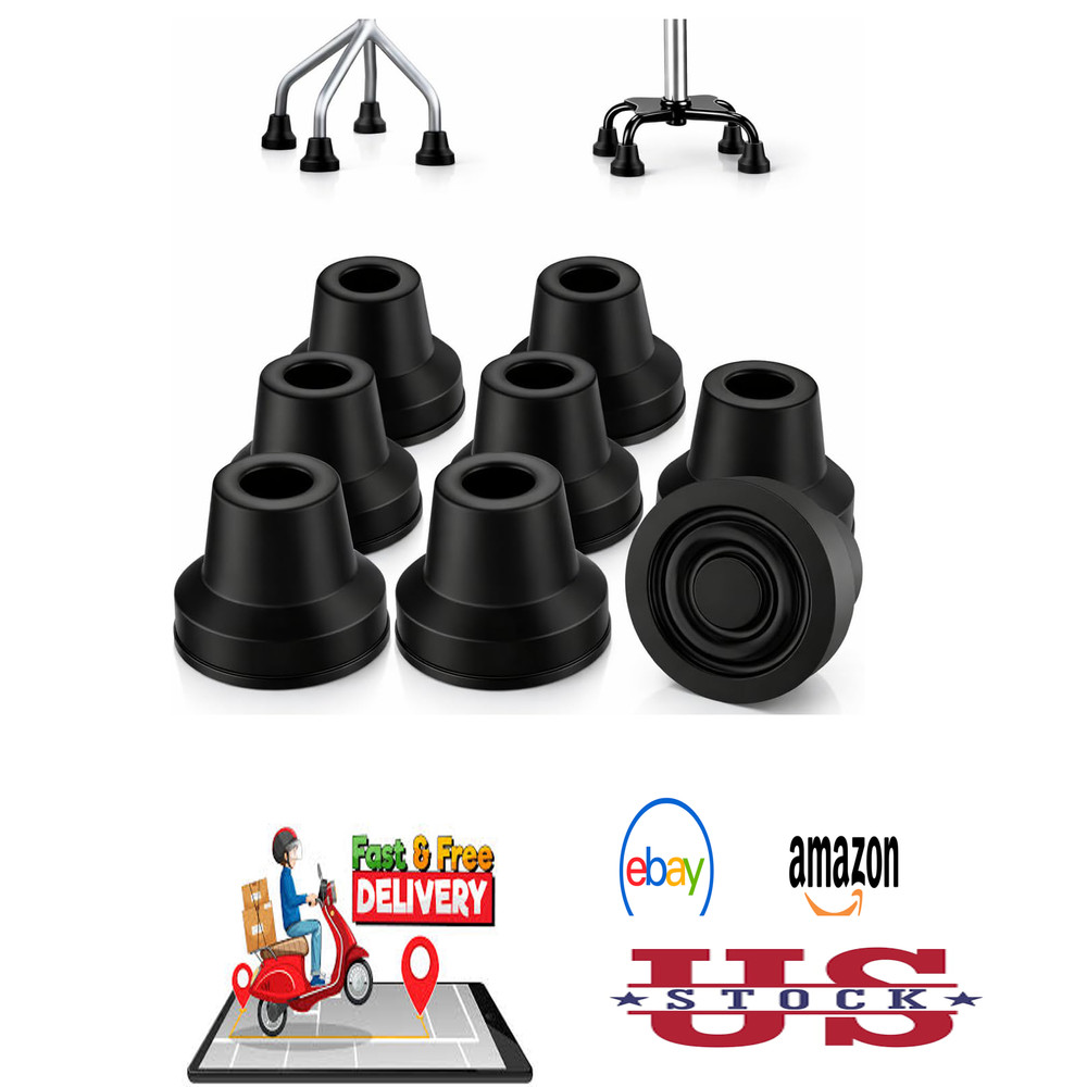 Quad Cane Tip 8pcs Rubber Replacement Non-Slip Heavy Duty Walking Stick