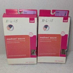 2 Mediven Assure Medical 30-40 Compression Stockings Socks Beige Open Toe Calf M