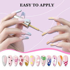 Nail Art Gel Liner Set, 12 Colors Black White Hot Pink Yellow Green Glitter Fall
