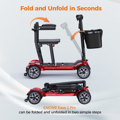 Foldable Mobility Scooter 4 Wheel 42lb Lightweight 15Mile 265lb Airline Approved