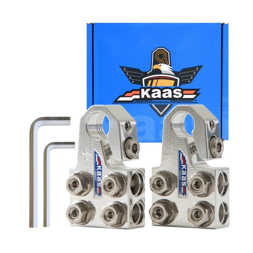 Kaas 8-Way Lead Acid Battery Terminal Connector, Metallic Silver, Positive an…