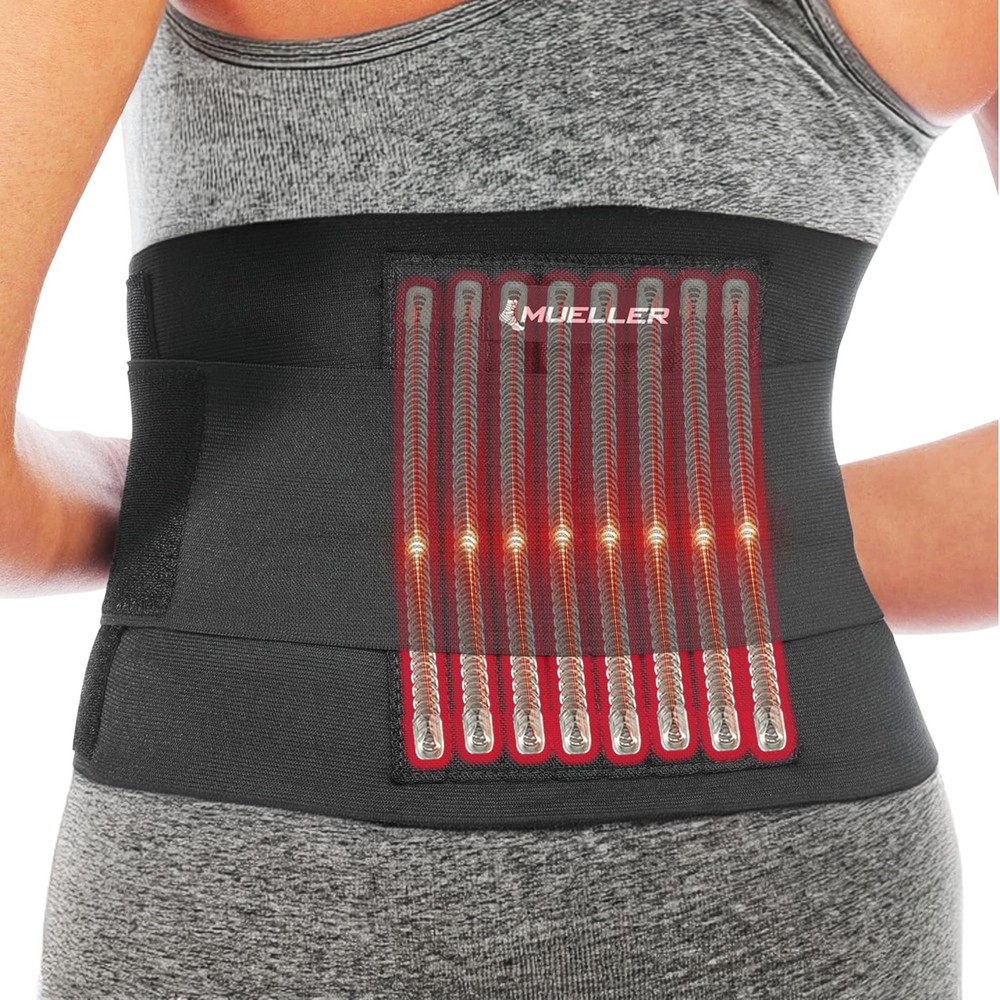 MUELLER Sports Medicine Adjustable Back Brace, Ideal for One Size, Black