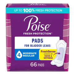 Poise Incontinence Pads for Women 4 Drop, Moderate Absorbency, Regular Length