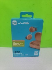 JLab Hear OTC Hearing Aids & Bluetooth Earbuds 4 Preset Hearing Modes Beige Open