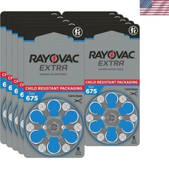 Extra Advanced Hearing Aid Batteries, Size 675, Blue Tab, PR44, Pack of 60