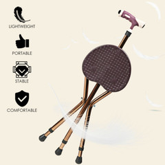 Lightweight Adjustable Foldable Cane Seat Aluminum Alloy Crutch Chair with Light