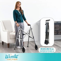 Stander Wonder Walker Plus Folds 4 X Smaller Two 6” locking-swivel Wheels Basket