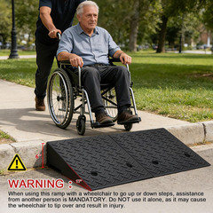 Rubber Curb Ramp,2 Pack,6″ Rise Height,11023Ibs, Capacity Driveway Ramps,18.9″
