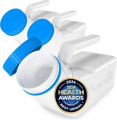 Urinals for Men Glow in The Dark Lid by Tilcare (3 Pack) – 32oz/1000mL Thick Pla