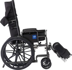 Medline Reclining Wheelchair, Desk-Length Arms and Elevating Leg Rests, 20″ x 18