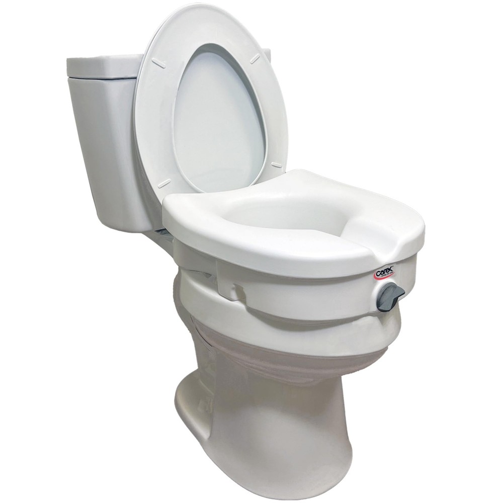 E-Z Lock Raised Toilet Seat, Elongated Toilet Seat Riser, Adds 5 Inches of Heigh