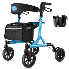 Folding Lightweight Rollator Walker Mobility Walking Aid w/Backrest W/Seat 300lb