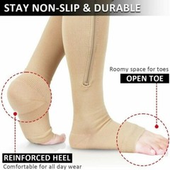 3 Pair Compression Socks Zippered Open Toe 20-30mmHg with Zipper Safe Protection