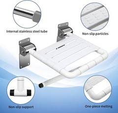 Folding Shower Seat Wall Mounted Shower Bench 550LB Load Bearing Shower Chair