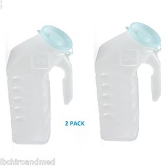 2 -Deluxe Male Urinal with Glow-in-Dark Lid 1000 mL Proof Pop Cap Lid