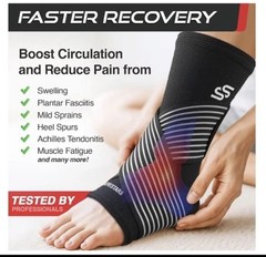Sleeve Star Ankle Support Sprained Ankle Planter Fasciitis Large Black Sealed