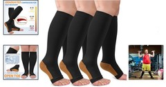Lightweight 3-Pack Copper Compression Stockings – Open Toe for Active Lifestyles