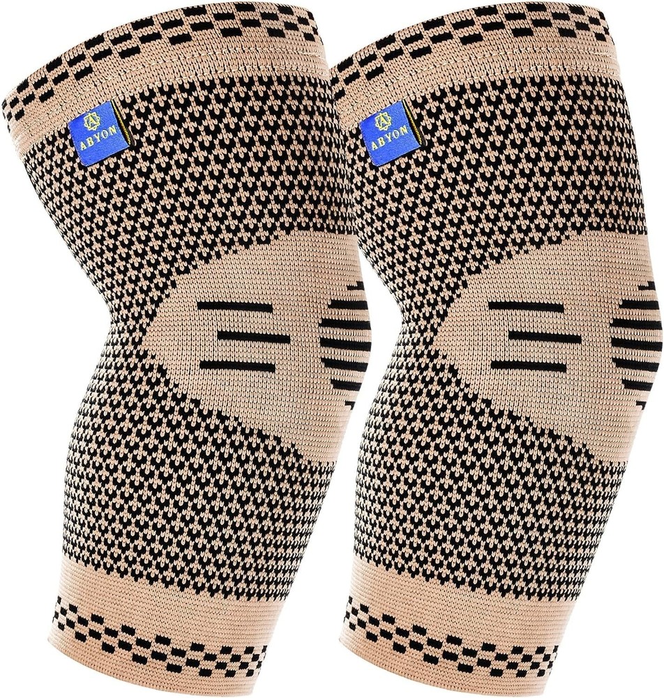 ABYON Medical Grade Elbow Copper Infused Compression Sleeve (2pack) Size Large