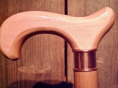 MAPLE derby handle cane COPPER COLLAR maple wood shaft custom MADE IN THE USA
