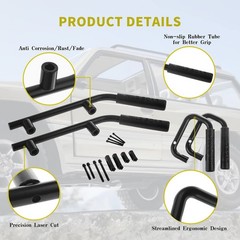 Front & Rear Grab Handle Kit Aluminum Alloy Bar Safety Front, Black-1