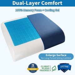 Extra Thick Large Seat Cushion -19 X 17.5 X 4 Inch Gel Memory Foam Cushion wi…