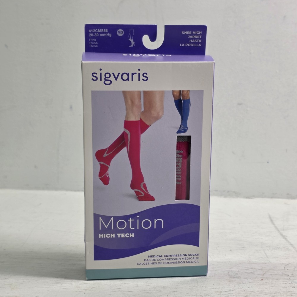 Sigvaris Motion 412 High Tech Knee High Compression Socks – 20-30 mmHg Pink Rose