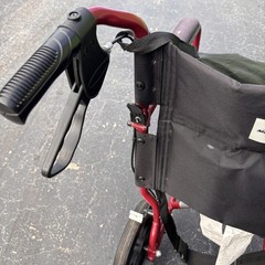 Medline Excel Lightweight Transport Wheelchair Red Folding w/ Hand Brakes &