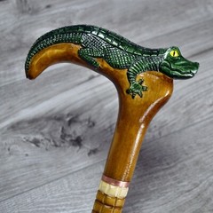 Cane Walking Stick Wooden carved Handmade – Alligator