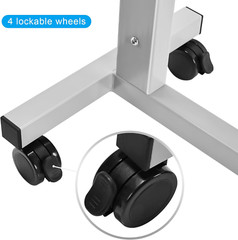 Heavy Duty Height Adjustable Overbed Bedside Table Movable with Wheels for Hospi