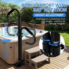 Two Way Hot Tub Handrail 38-62″ Adjustable Height W/ 360° Rotating Dual Handle