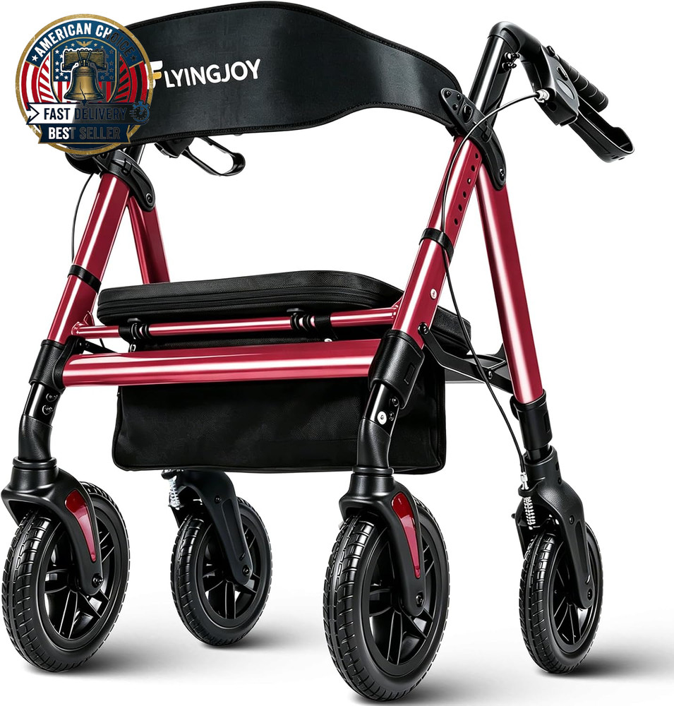 Walkers for Seniors with Seat,450Lbs Rolling Walker, 22″ Extra-Wide Heavy-Duty F