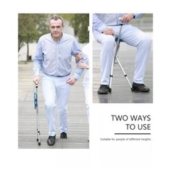 NEW Yayayo Folding Cane w/ Seat Walking Stick Height Adjustment Holds 440 Lbs