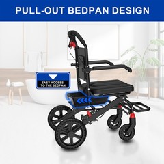 Portable Foldable Shower Chair With Removable Bedpan Lightweight Wheelchair New