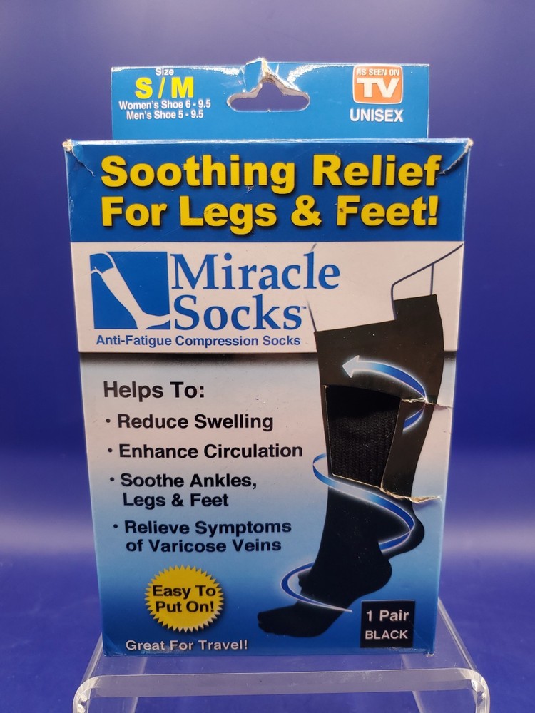 Miracle Socks Compression Socks Unisex Small Medium Anti-Fatigue Black 1 Pair