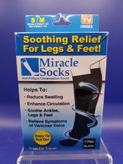Miracle Socks Compression Socks Unisex Small Medium Anti-Fatigue Black 1 Pair
