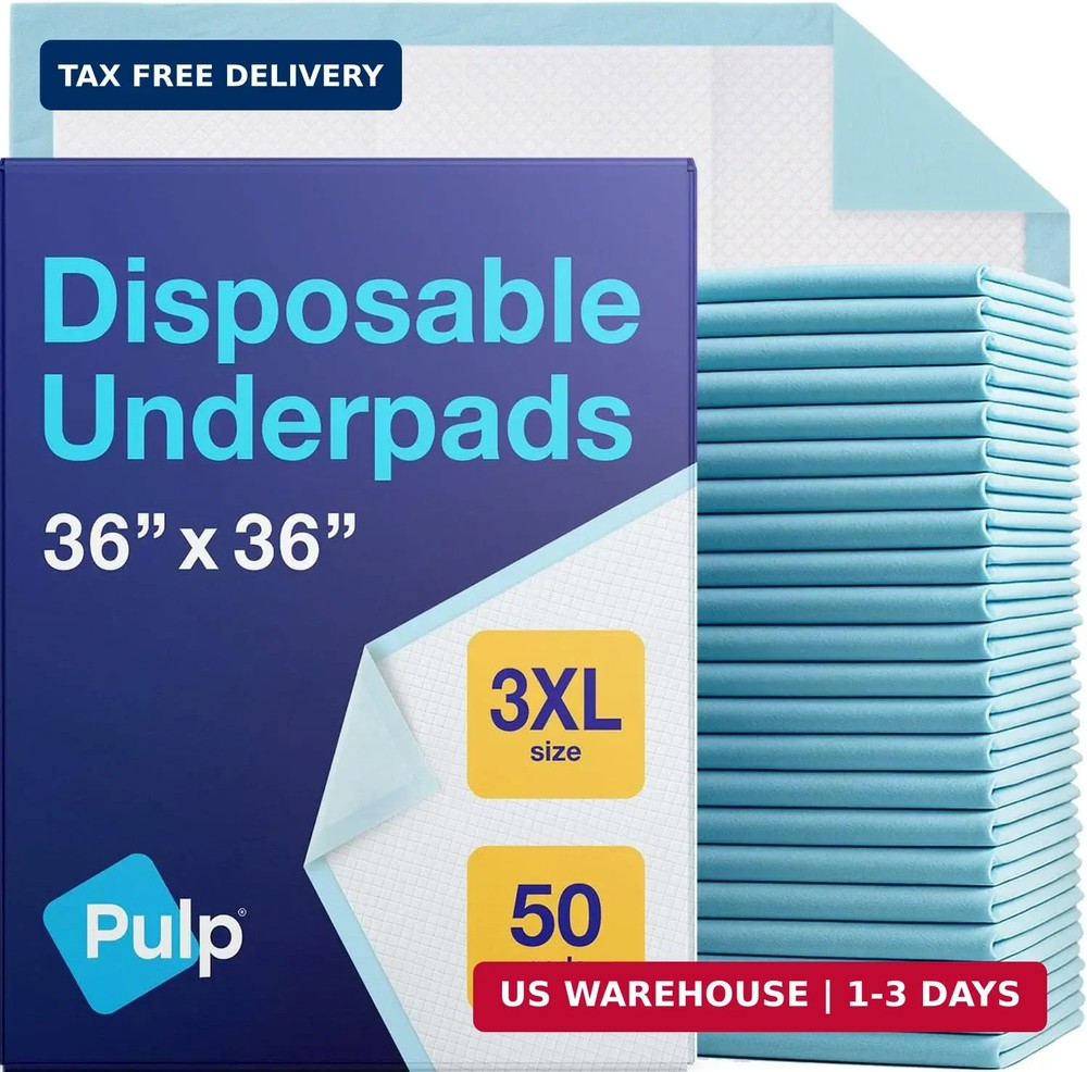 50 x PULP Incontinence Underpads 36″ x 36″ | XXXL Bed Pads Disposable Adult | Su