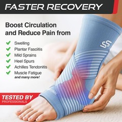 Adjustable Compression Ankle Brace for Ligament Damage – Light Blue, Medium Size