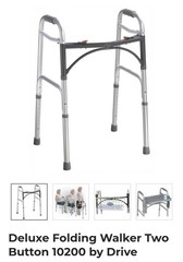 NEW Drive Medical Deluxe Folding Walker Adult 2-Button Aluminum 10200-1 350lb